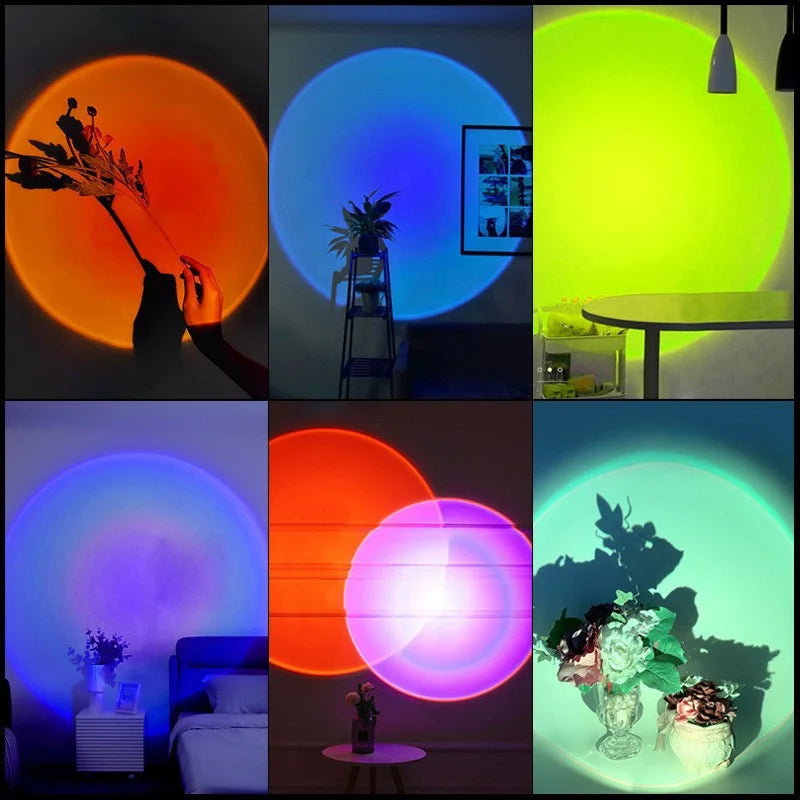 LED USB Sunset Lamp Projector Home Decor Night Light Portable Mood Light For Living Room Wall Photography Atmosphere Neon Lights