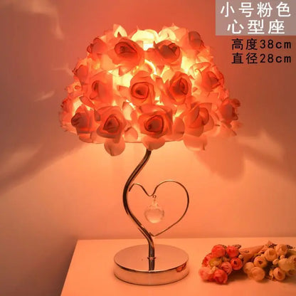 Table Lamp Rose Crystal Table Lamp Wedding Gift Ins Creative Wedding Princess Wedding Room Everlasting Warm Bedroom Bedside Lamp