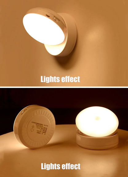 LED Night Light USB Charging Motion Sensor Round Energy-saving LED Lamps Bedroom Sound/Light Control For Corridor Home Bathroom