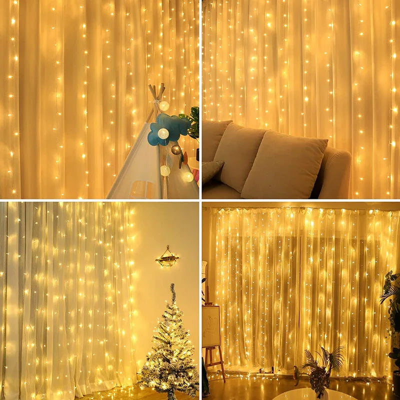 LED Curtain Garland on The Window USB Power Fairy Lights Festoon with Remote New Year Garland Led Lights Christmas Decoration