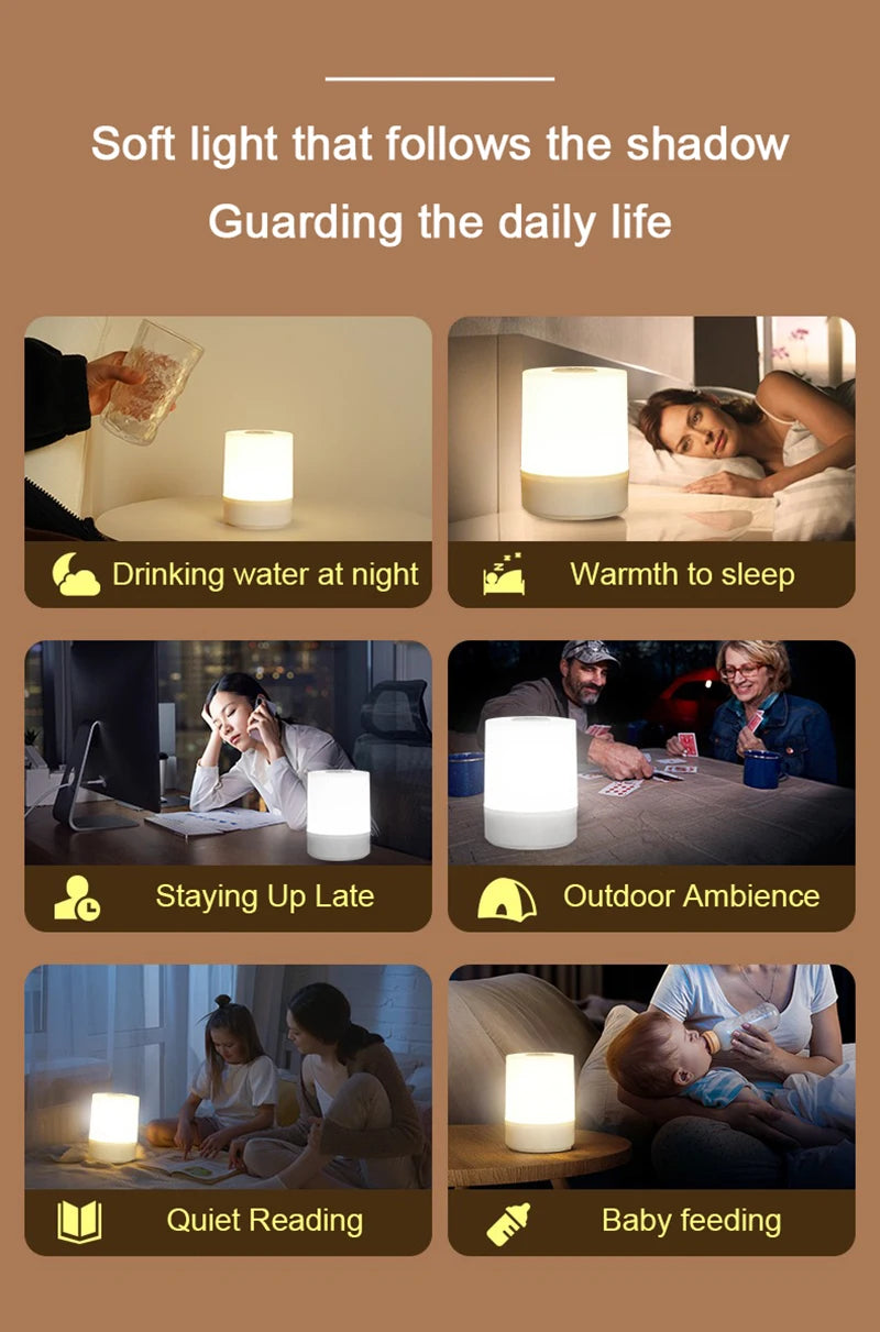 Bedside Led Night Lights Dimmable Charging Desktop Night Lamps Bedroom Bedside Lighting Decoration Touch Reading Led Table Lamps