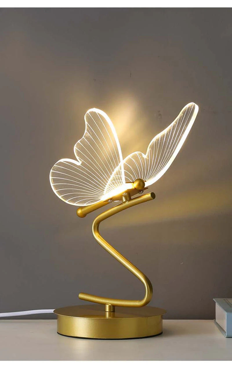 Nordic LED Table Lamps Indoor Lighting Switch Button Bedroom Bedside Living Room Restaurant Home Decoration Butterfly Desk Lamp