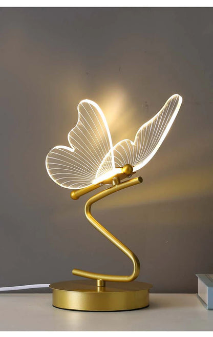 Nordic LED Table Lamps Indoor Lighting Switch Button Bedroom Bedside Living Room Restaurant Home Decoration Butterfly Desk Lamp