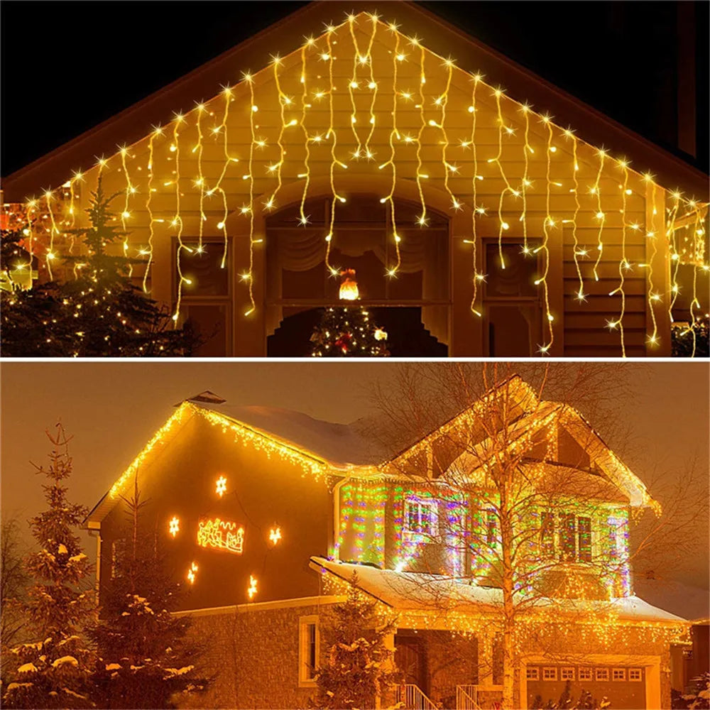 Led Curtain Icicle String Lights 5M Droop 0.4-0.6m Christmas Lights Waterfall Outdoor Decoration For Party Garden Home Wedding