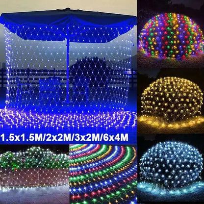 1.5x1.5M 3x2M 6x4M LED Net Mesh Fairy String Light Garland Window Curtain Christmas Fairy Light Wedding Party Holiday Light