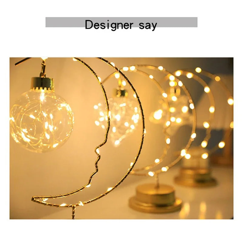 Table Lamp LED Bedroom Decoration Lamp Battery/USB Powered Moon Star Bedside Lighting Fixture For Desktop Night Lights