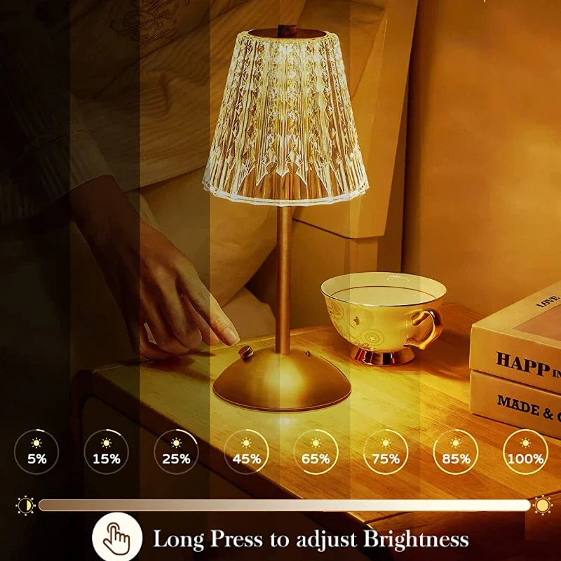 LED Table Lamp Touch Sensor Dimmable Desktop Night Light Rechargeable Wireless Reading Lamp for Hotel Bar Bedroom Decor Light