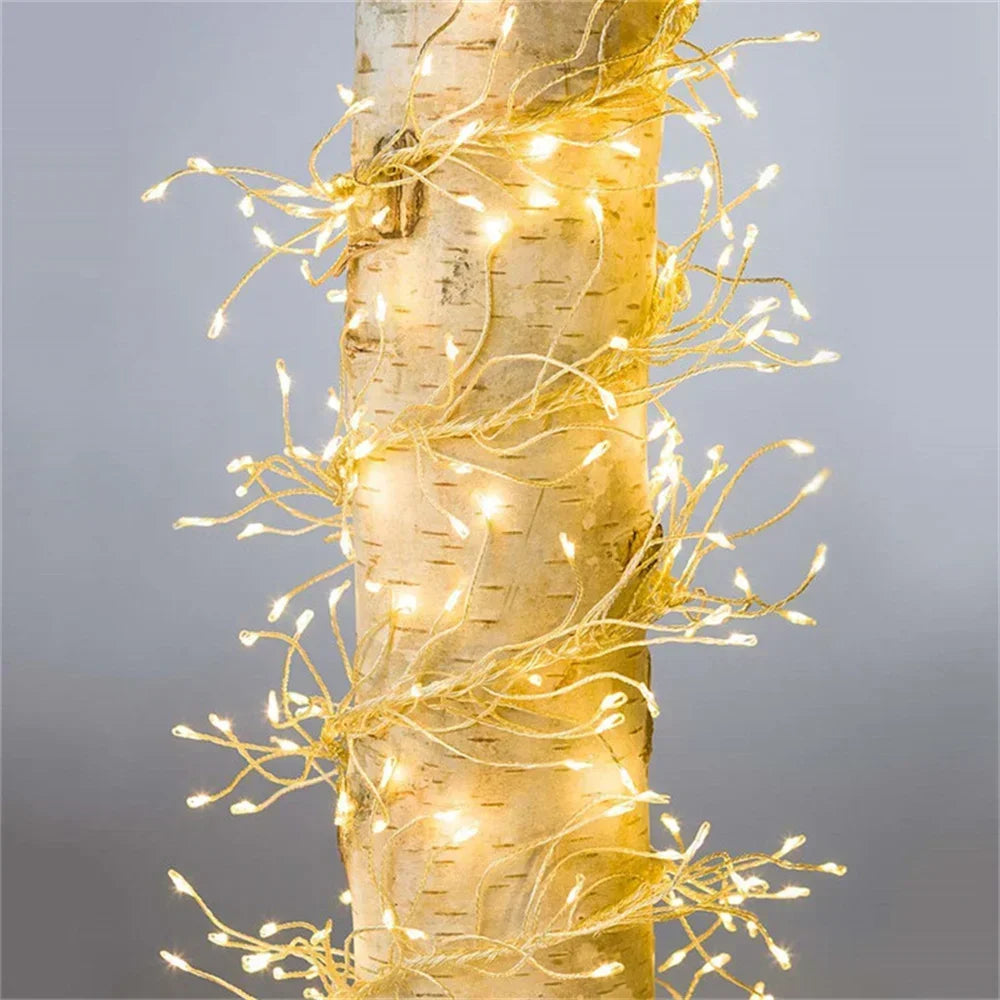 200/400 LED USB Firecracker Fairy Light Outdoor Firecracker Cluster Twinkle String Light with Remote for Wreath DIY Party Decor