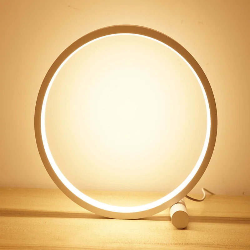 25CM LED Table Lamp Bedroom Circular Desk Lamps For Living Room Black/White Dimmable Bedside Lamp Round Night Light Decoration