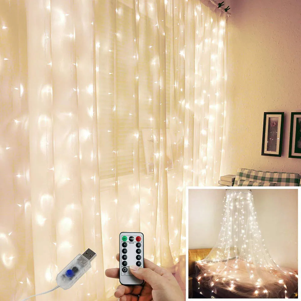 USB Festoon String Light Fairy Garland Curtain Light Christmas Light Christmas Decor For Home Ramadan Decorative New Year Lamp