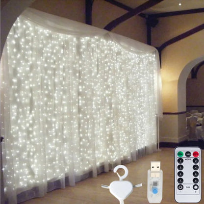 3M USB LED Fairy String Curtain Lights Garland For New Year Holiday Party Wedding Birthday Bedroom Christmas Home Festoon Decor