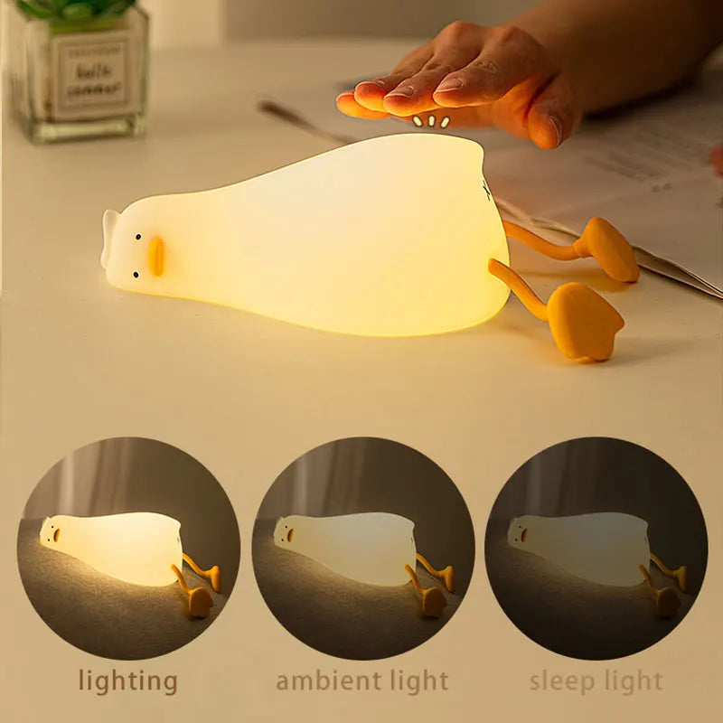 USB Rechargeable Table Lamp Duck Silicone Sleep Lamp Mood Light Bedside for Room Decoration Creative Gift Children Night Light