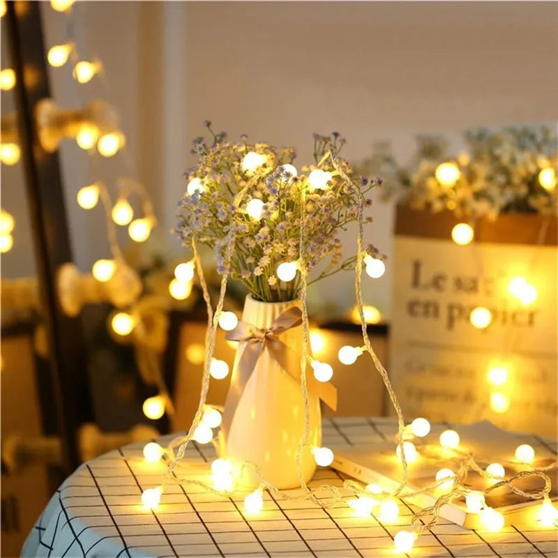 10/20/30/50m Ball LED String Lights Christmas Garland Lights Waterproof Outdoor Fairy Light Bulb For Wedding Garden Party Decor