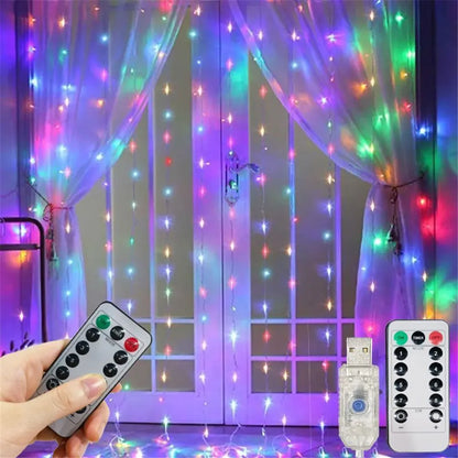 8 Mode Wedding Fairy Light USB 3M 4M 6M LED Curtain String Lights Party Decoration Outdoor Holiday Light Bedroom Christmas Light