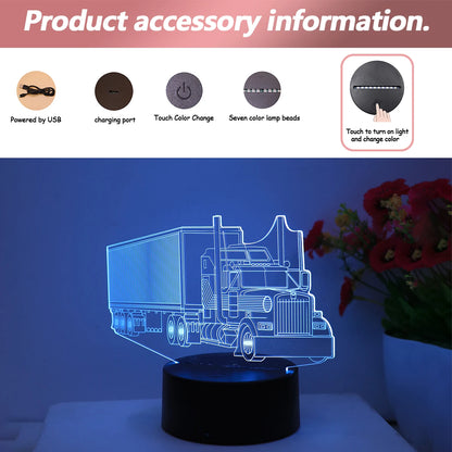 3D large truck acrylic visual night light LED atmosphere decoration night light suitable for bedrooms and study rooms