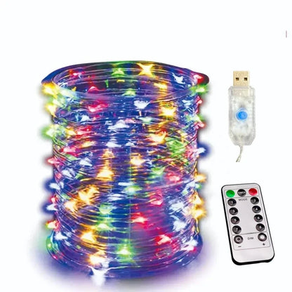 100/200LED Copper Wire String Lights USB Fairy Lights with Remote 8 Modes Lights Waterproof Christmas Decoration New Year