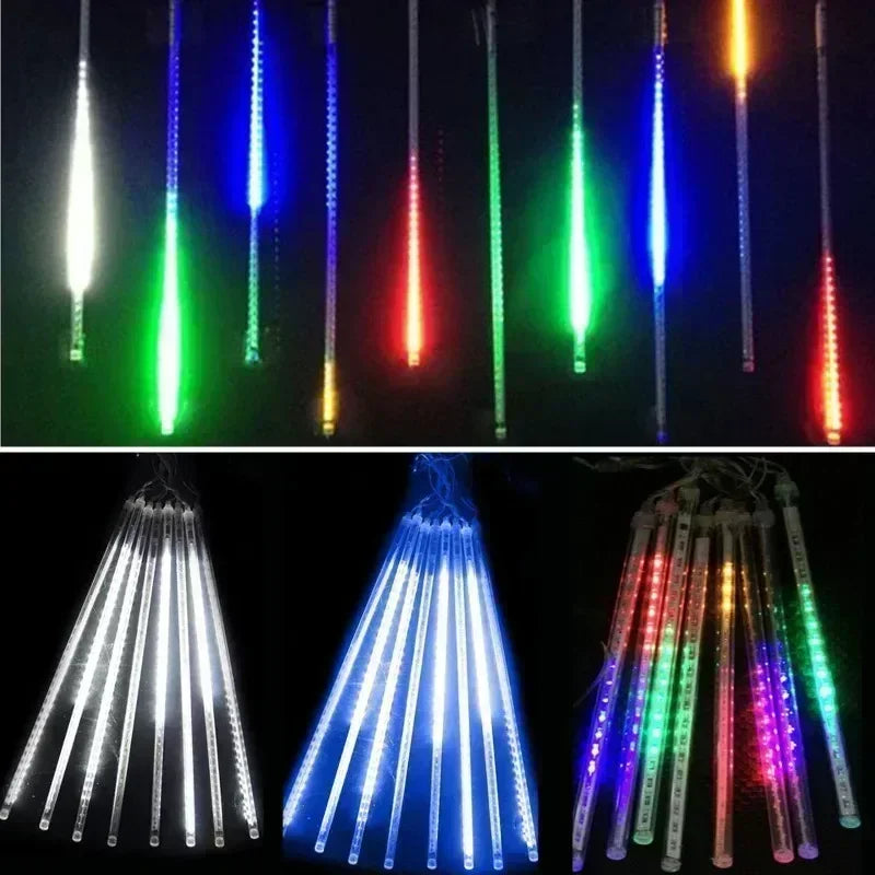 8 Tubes Meteor Shower Rain Led String Lights Street Garlands Christmas Tree Decorations for Outdoor New Year Fairy Garden Lights