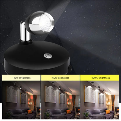 Indoor Home Spotlight DC5V USB Rechargeable Rotating Head Dimming Night Lamp with Remote for Bedroom,Study