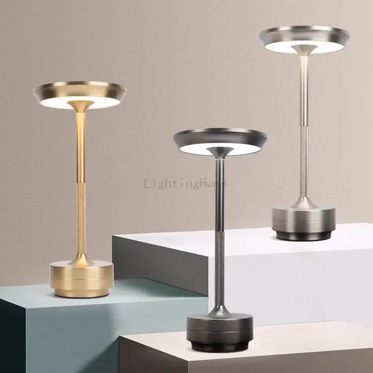 Metal LED Touch Table Lamp Portable Cordless Bedside Light Claeted Rechargeable Nordic Led Lamp Coffee Table Decoration