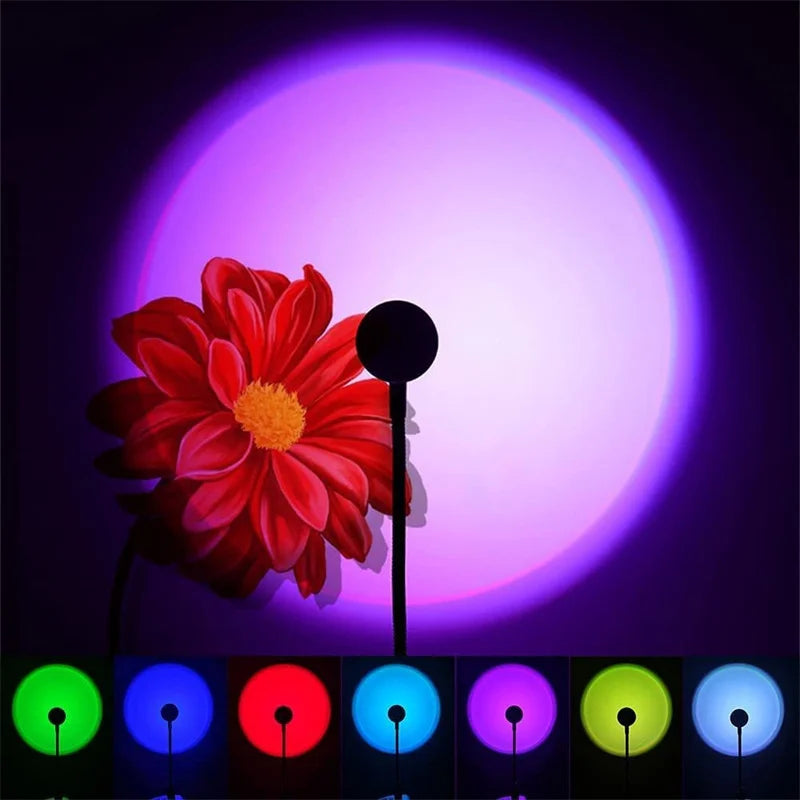 LED USB Sunset Lamp Projector Home Decor Night Light Portable Mood Light For Living Room Wall Photography Atmosphere Neon Lights