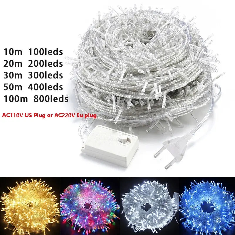 10M 20M 50M Outdoor LED String Lights Garland Waterproof Fairy Light Holiday Lighting Christmas Wedding Party Garden Decoration