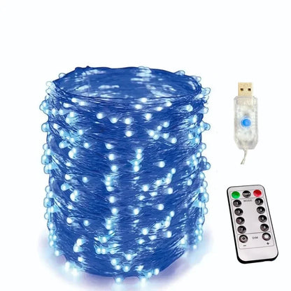 100/200LED Copper Wire String Lights USB Fairy Lights with Remote 8 Modes Lights Waterproof Christmas Decoration New Year