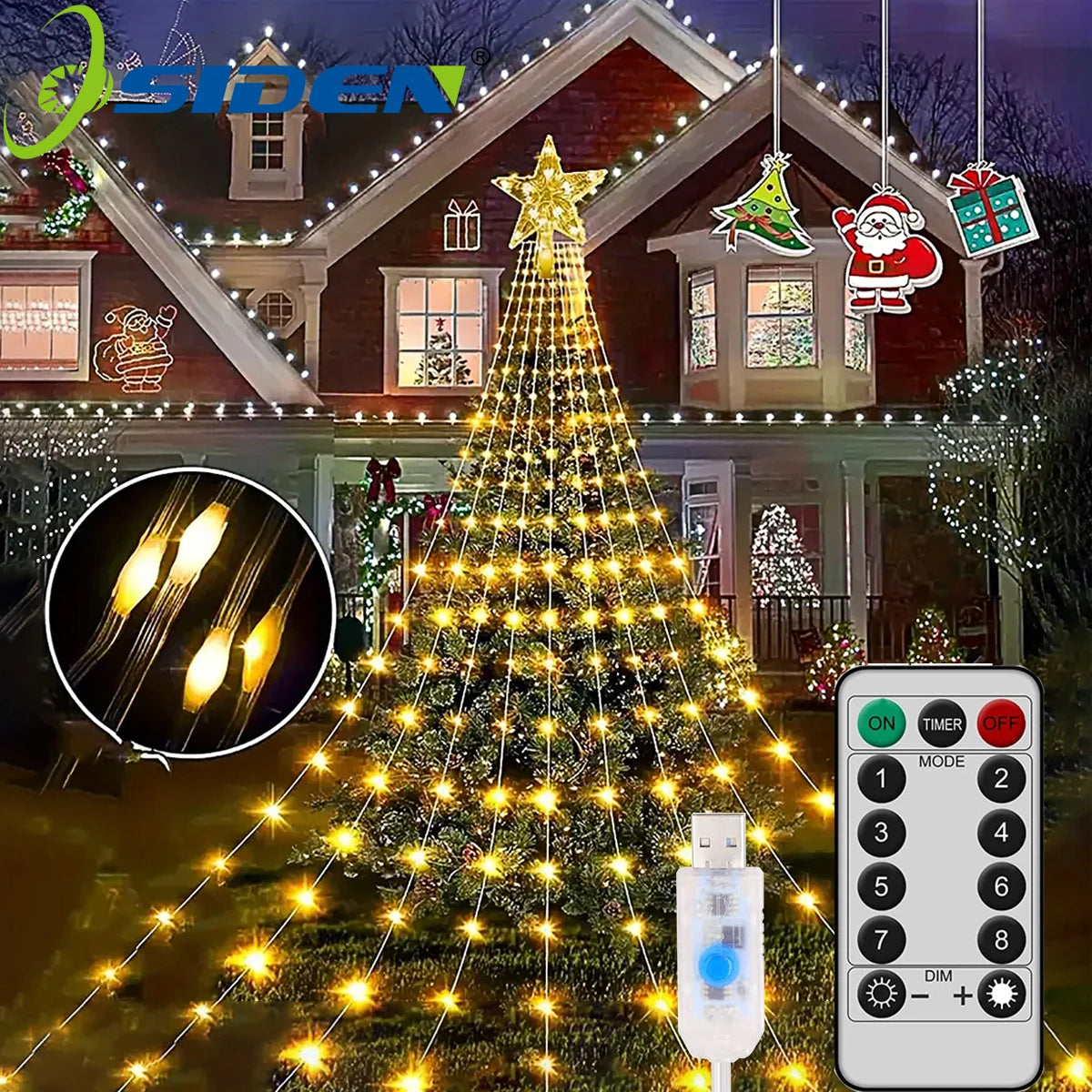 Pentagram Waterproof String Light 3M/2M Led Christmas Tree Waterfall String Lights Home Party Christmas Holiday Ambient Lights