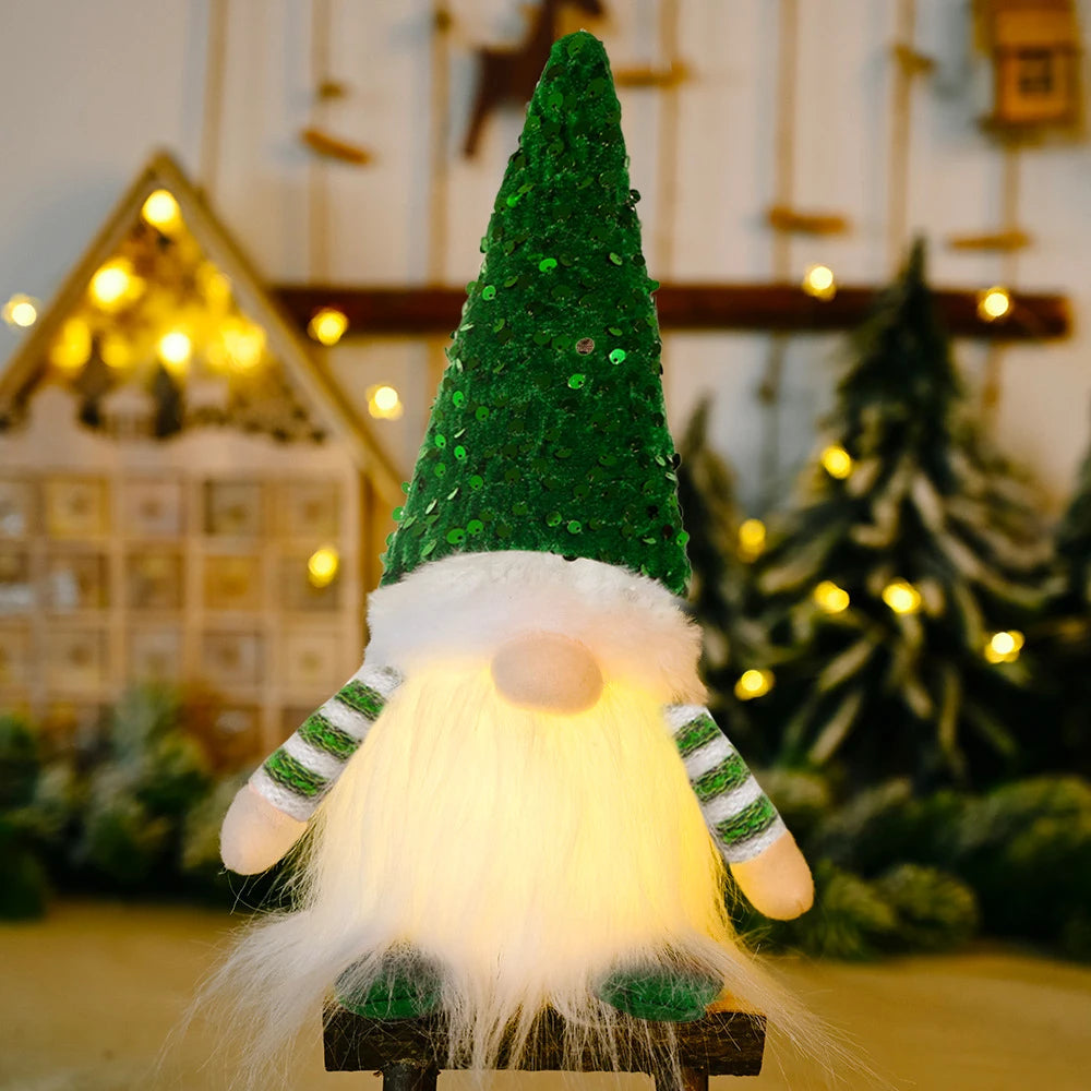 30cm Christmas Doll Elf Gnome with Led Night Light Christmas Decorations for Home Xmas Navidad New Year 2024 Children's Gifts