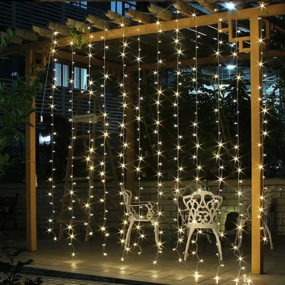 Solar Powered Curtain Lights Outdoor Waterproof  Decoration 8 Lighting Modes Curtain Fairy Lights Garden Christmas Decor Lights