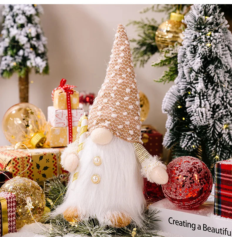 30cm Christmas Doll Elf Gnome with Led Night Light Christmas Decorations for Home Xmas Navidad New Year 2024 Children's Gifts