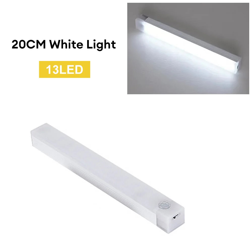 LED Sensor Light Bar 20/30/50CM Magnetic Mounted Rechargeable Motion Sensor Night Light Warm/White Light for Closet Wardrobe