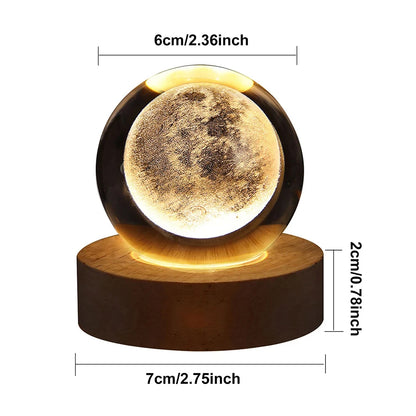 Valentines Day Gift Galaxy Crystal Ball lamp 3D planet moon lamp USB LED night light