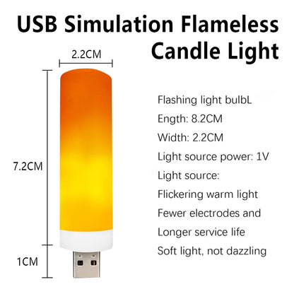 USB LED Flame Lamp Simulation Of Real Flame Effect Candle Light Usb Plug Energy Saving For Bedroom Ambient Effect Decor Lighting