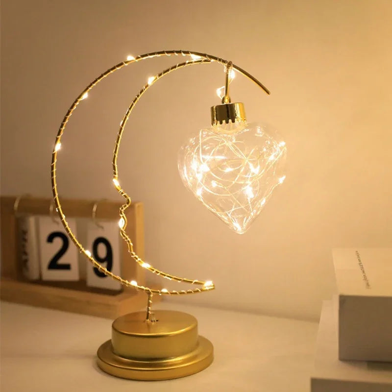 Table Lamp LED Bedroom Decoration Lamp Battery/USB Powered Moon Star Bedside Lighting Fixture For Desktop Night Lights