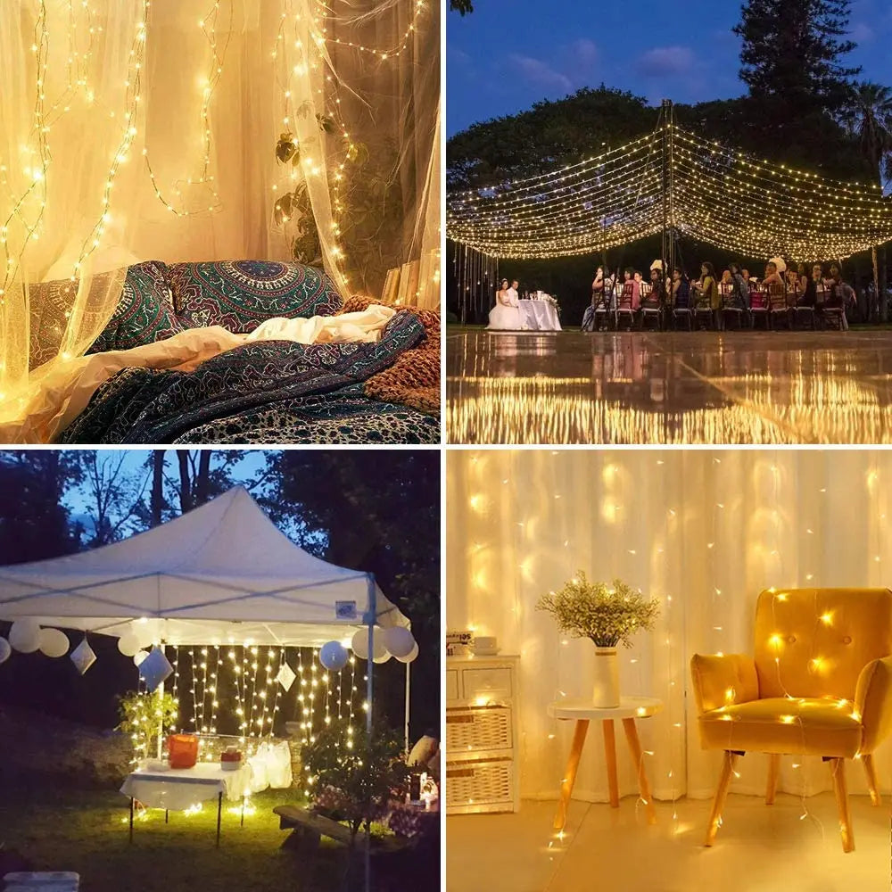 300 LED Window Curtain String Light Wedding Party Home Garden Bedroom Outdoor Indoor Wall Decorations