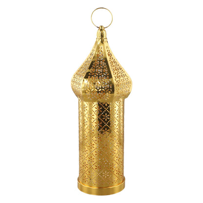 Moroccan Golden Hollow Iron Lantern Ramadan Home Decor Light Ornaments Hanging Lamps Outdoor Yard Garden Art Decoration