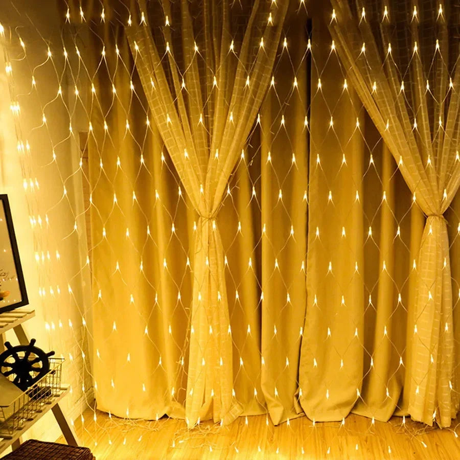 1.5x1.5M 3x2M 6x4M LED Net Mesh Fairy String Light Garland Window Curtain Christmas Fairy Light Wedding Party Holiday Light