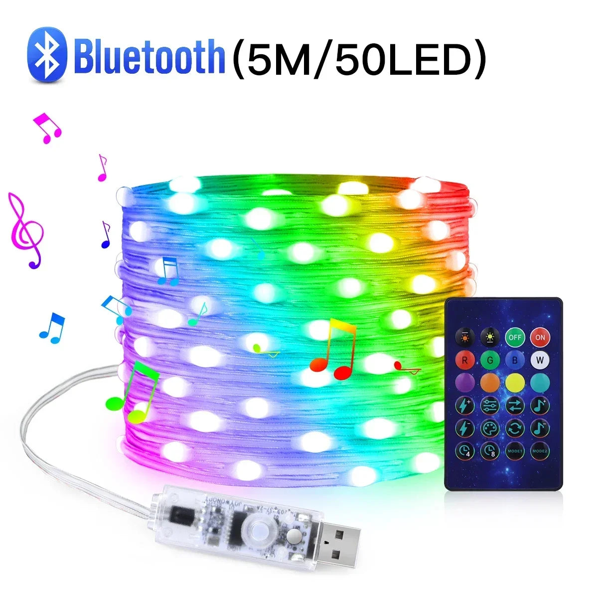 5M/10M/20M RGBIC LED Smart Fairy Lights Bluetooth APP Control String Light DIY for Christmas Party Wedding Home Decoration