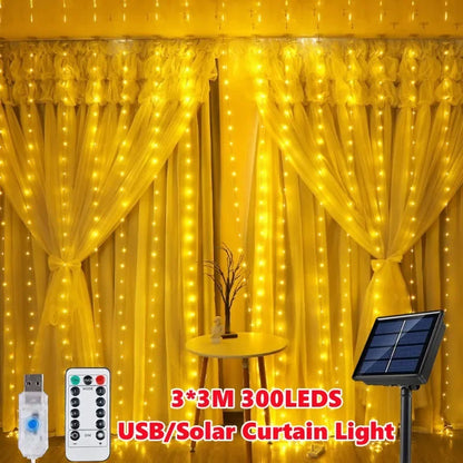 3M Led Curtain Garland Fairy String Lights Christmas Decor USB Remote Control Wedding Party Holiday Decoration for Home Bedroom