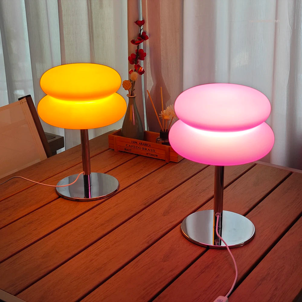 Bauhaus retro table lamp plastic lamps bedroom bedside living room Nordic mushroom lamp 9-level brightness dimming ambient light